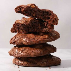 stacked chunky chocolate rye cookies