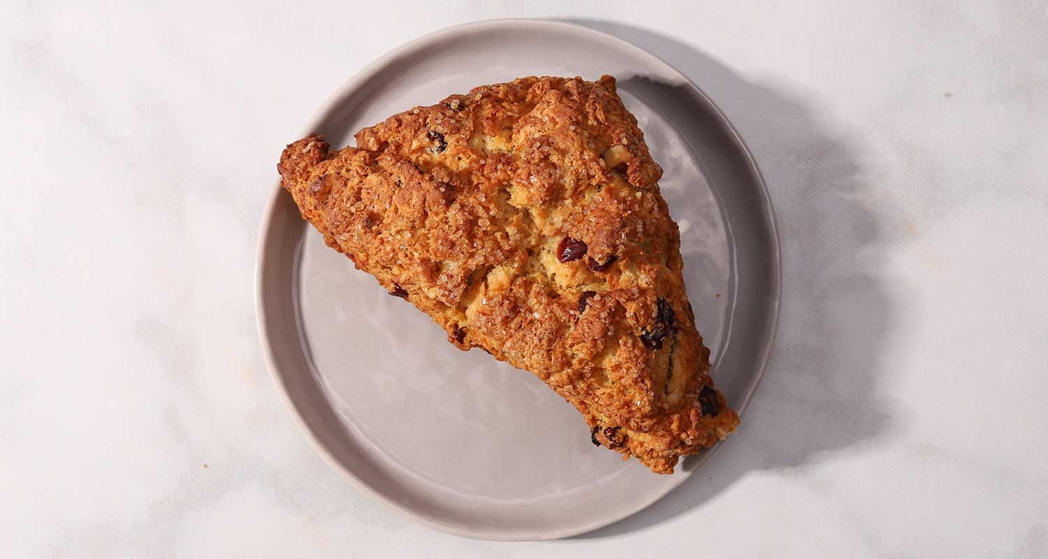 Cranberry walnut scone top view from Standard Baking Co.