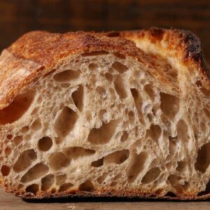 Pain au Levain bread end cut