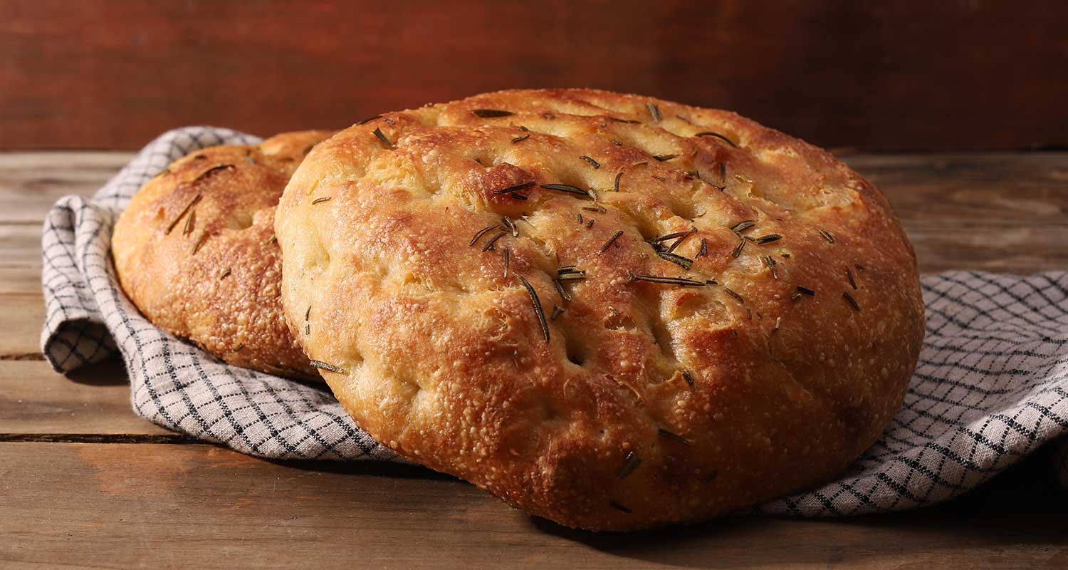 Side view of Rosemary Focaccia made by Standard Baking Co.