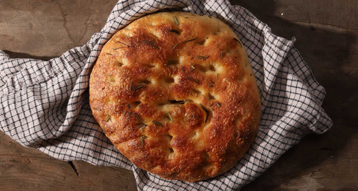 Rosemary Focaccia top view, made by Standard Baking Co.