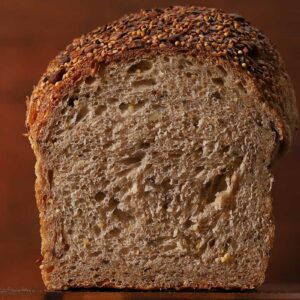 Seeded Wheat Bread Pan Loaf End Cut